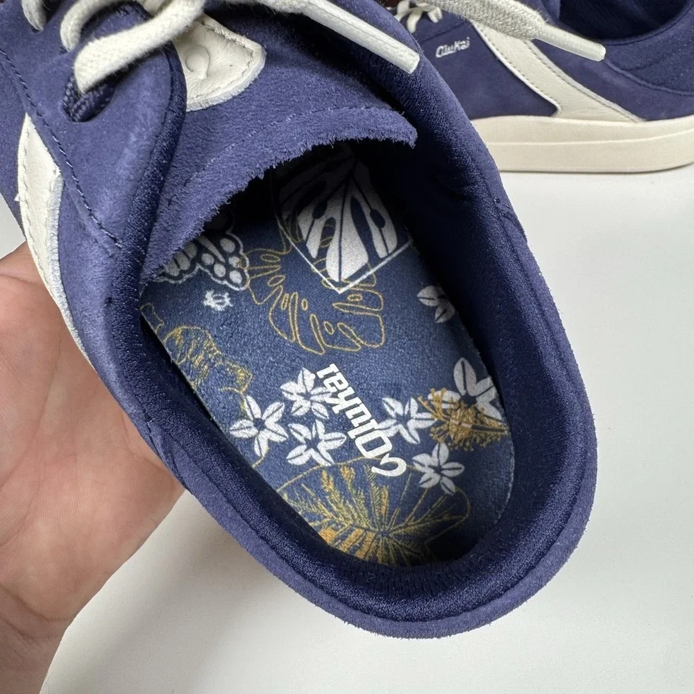 OluKai Ha'upu Women's Shoes 9 Blue / Off White Suede 20493-5418 TRIED ON w/ Box
